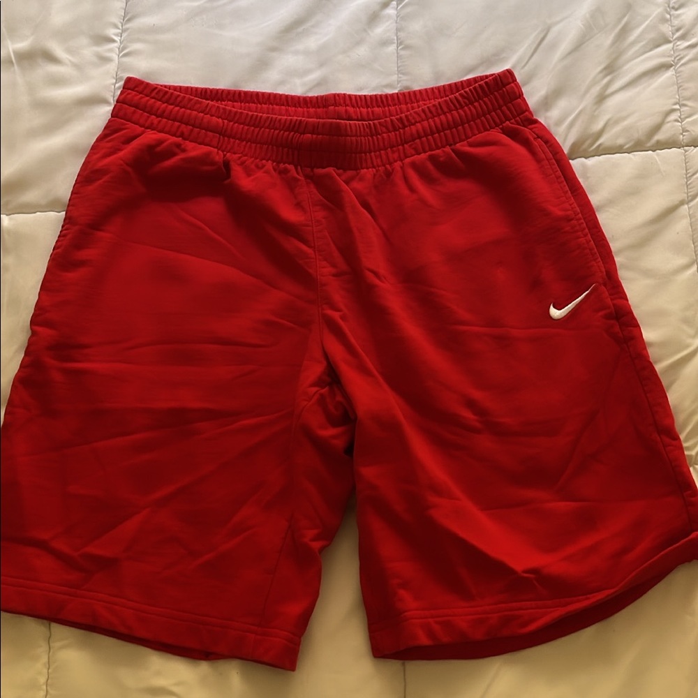 Red Nike sweat shorts